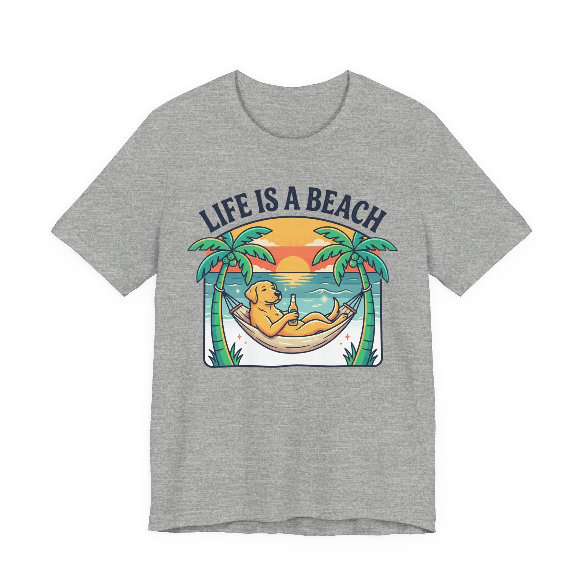 Life Is A Beach dog hammock tee | beach sunset palm trees