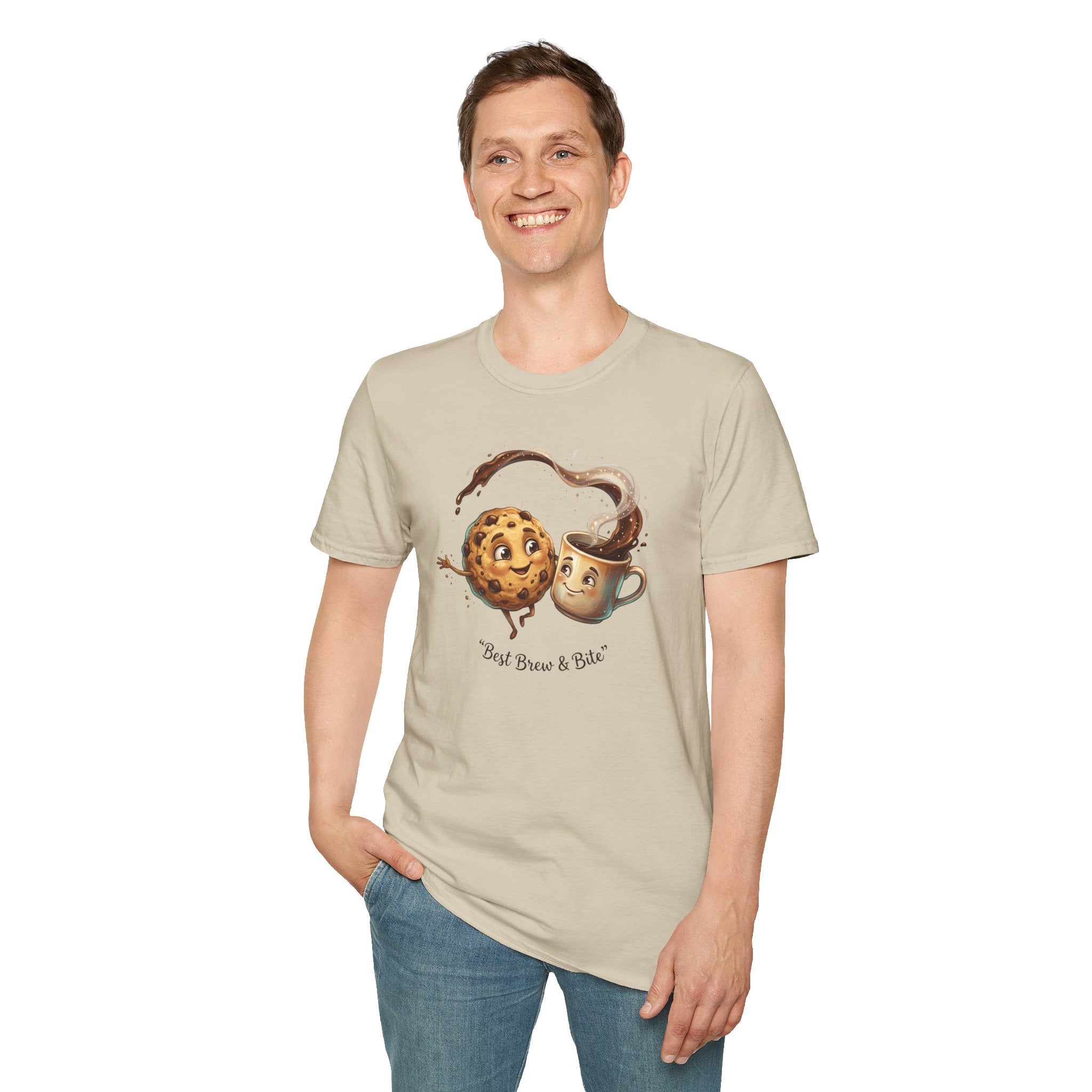 Cookie and Coffee Cartoon T-Shirt | Cute Food Illustration