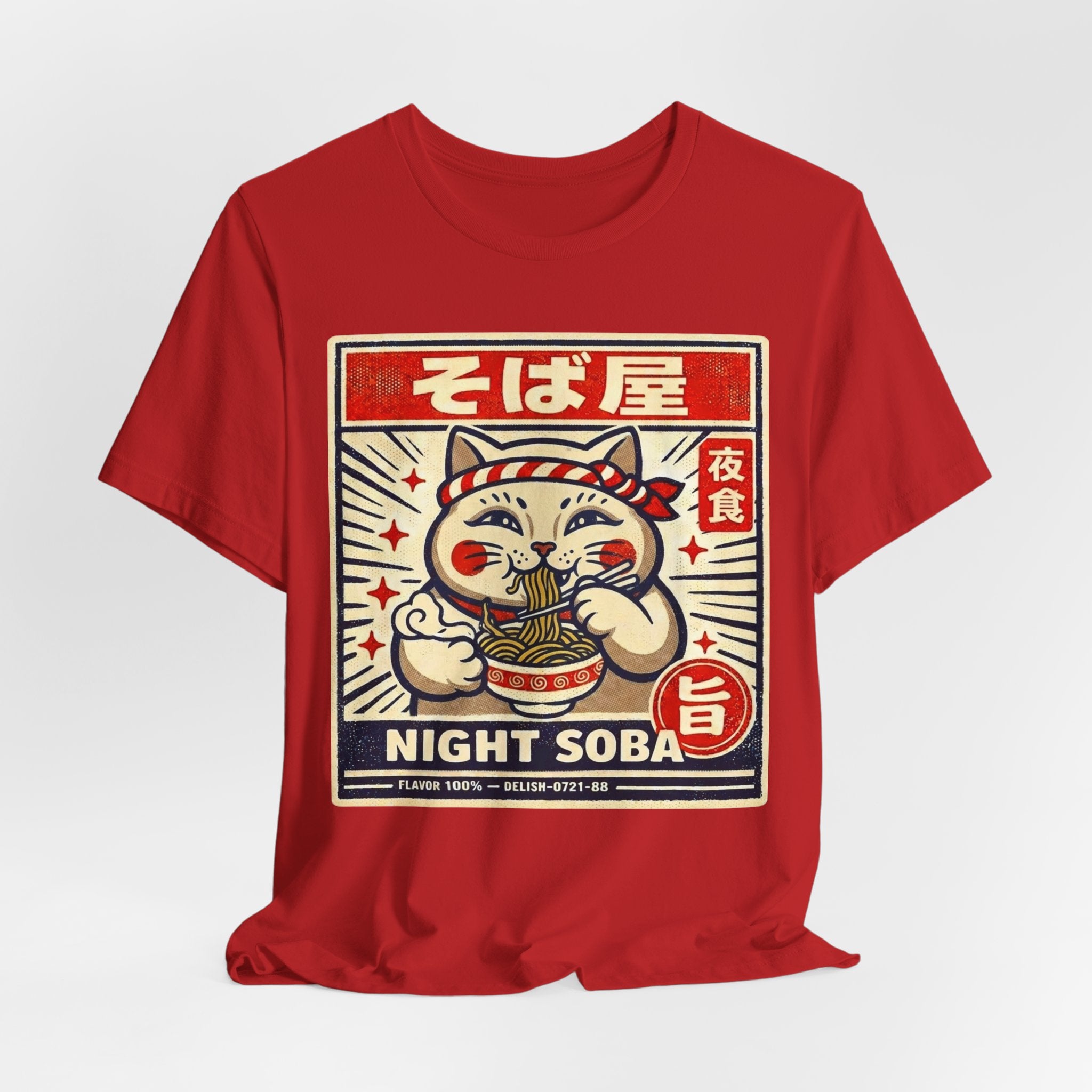 Maneki Neko Night Soba T-Shirt | Ramen Cat Graphic Tee