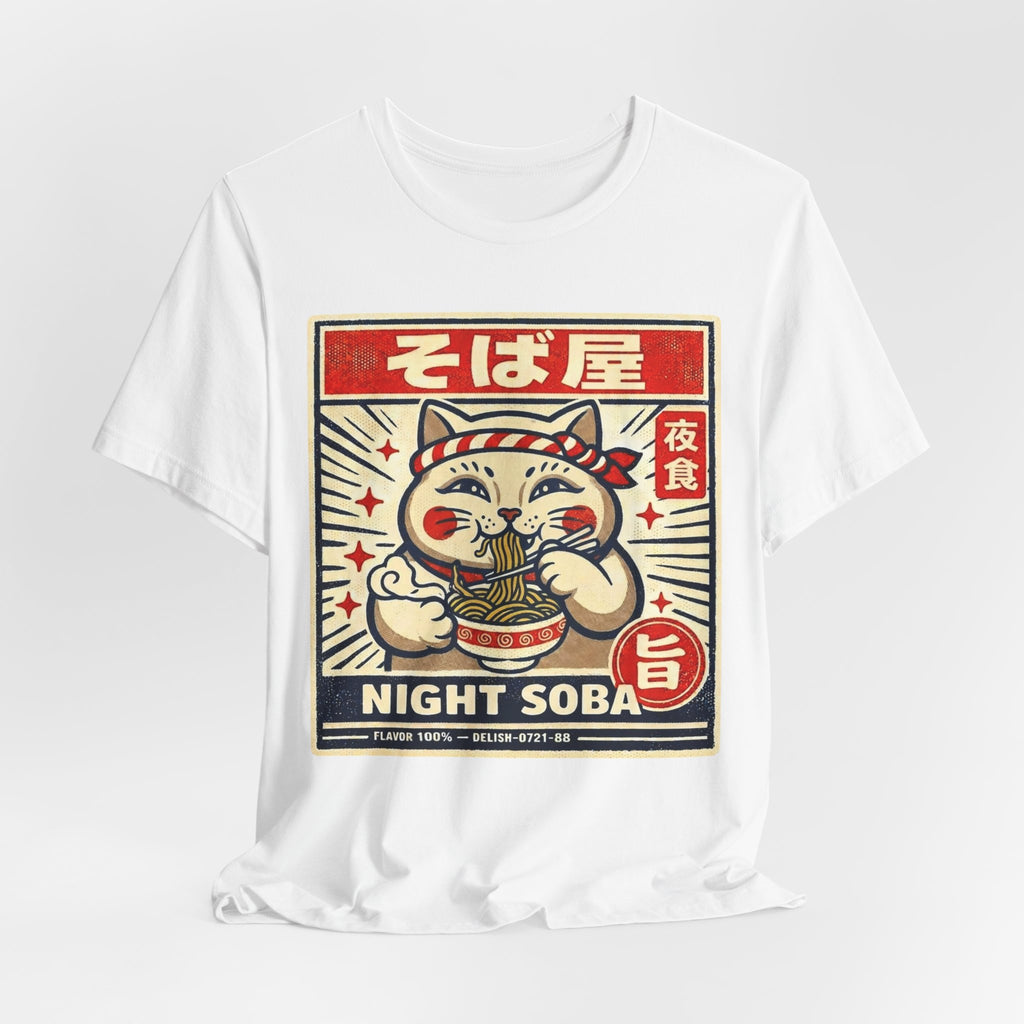 Maneki Neko Night Soba T-Shirt | Ramen Cat Graphic Tee