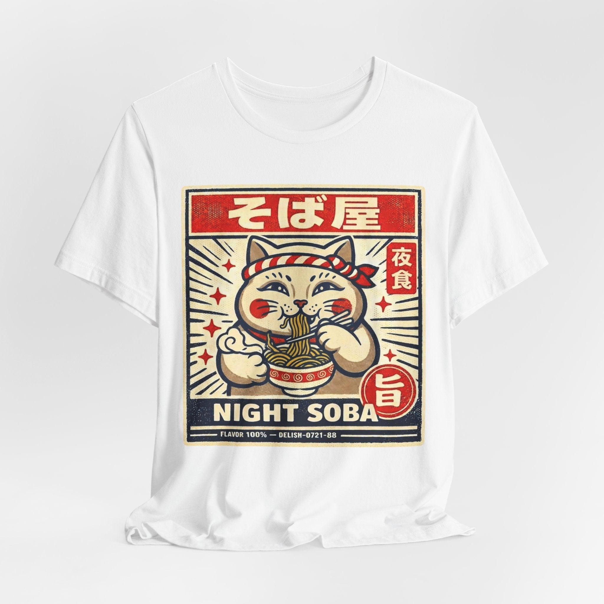 Maneki Neko Night Soba T-Shirt | Ramen Cat Graphic Tee