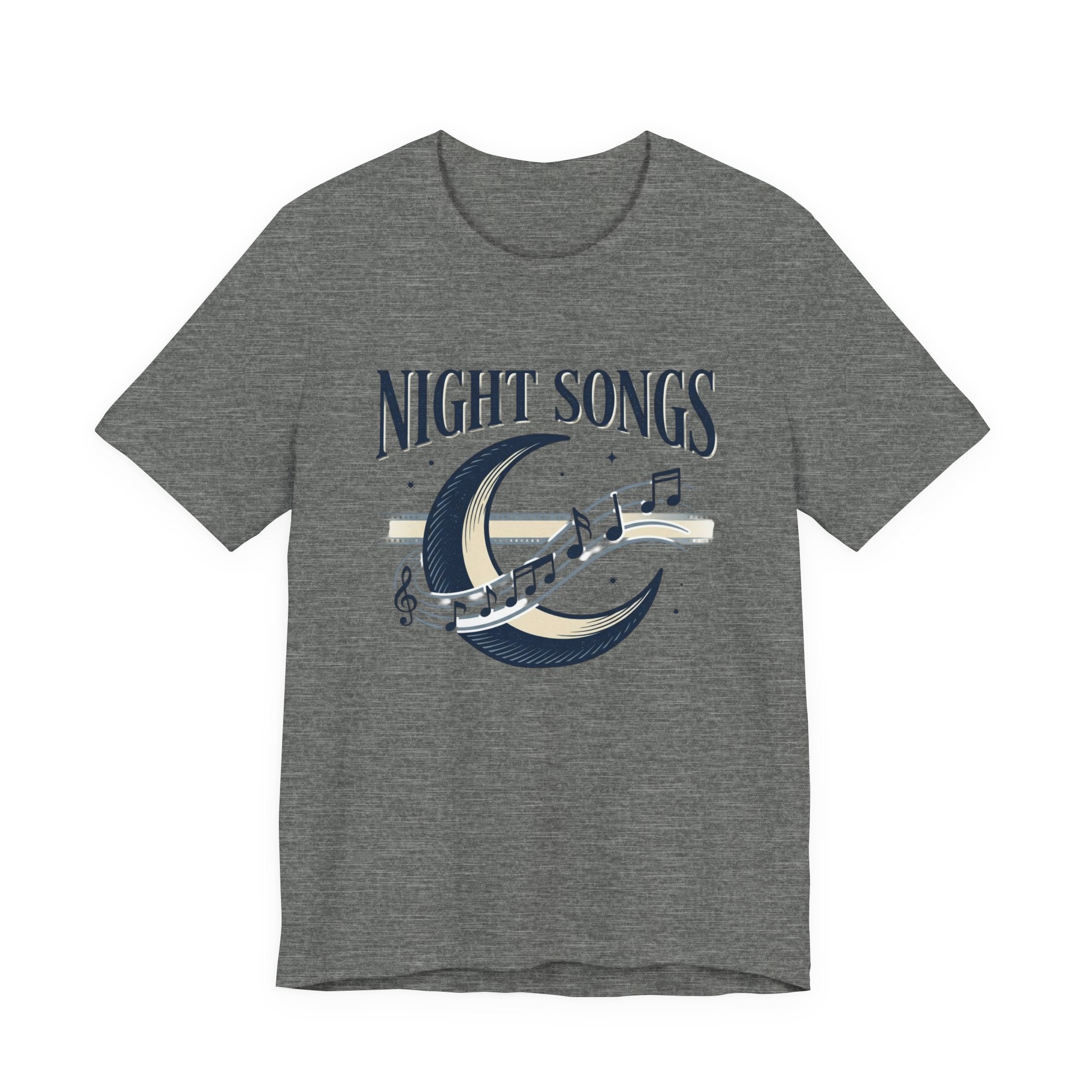Night Songs crescent moon with musical notes T-Shirt | music tee