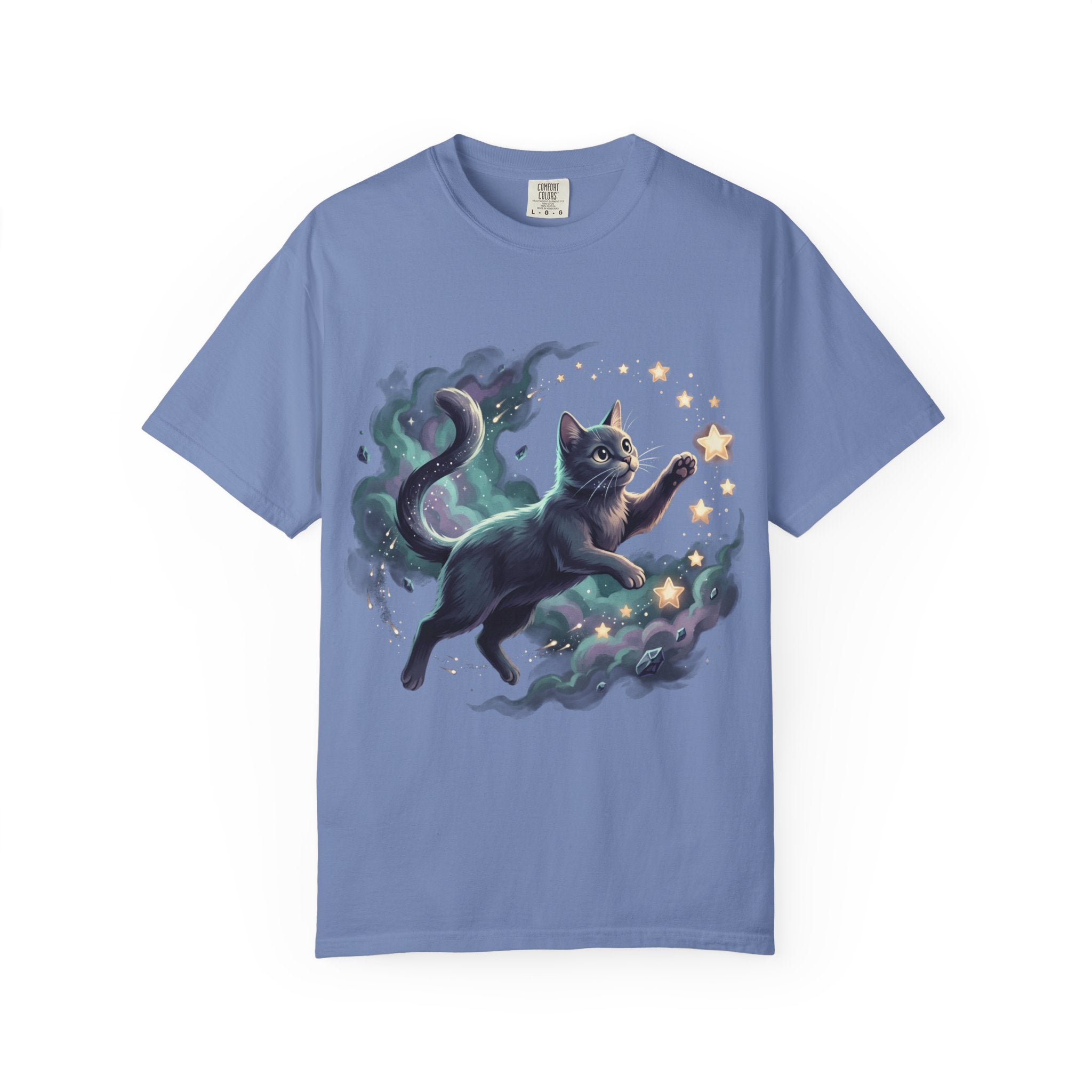 Unisex Garment-Dyed T-shirt/ Cat chasing stars