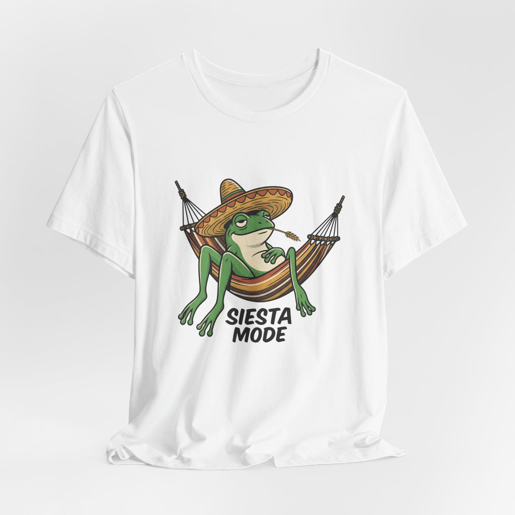Siesta Mode Frog hammock T-Shirt | Relaxing Sombrero frog tee