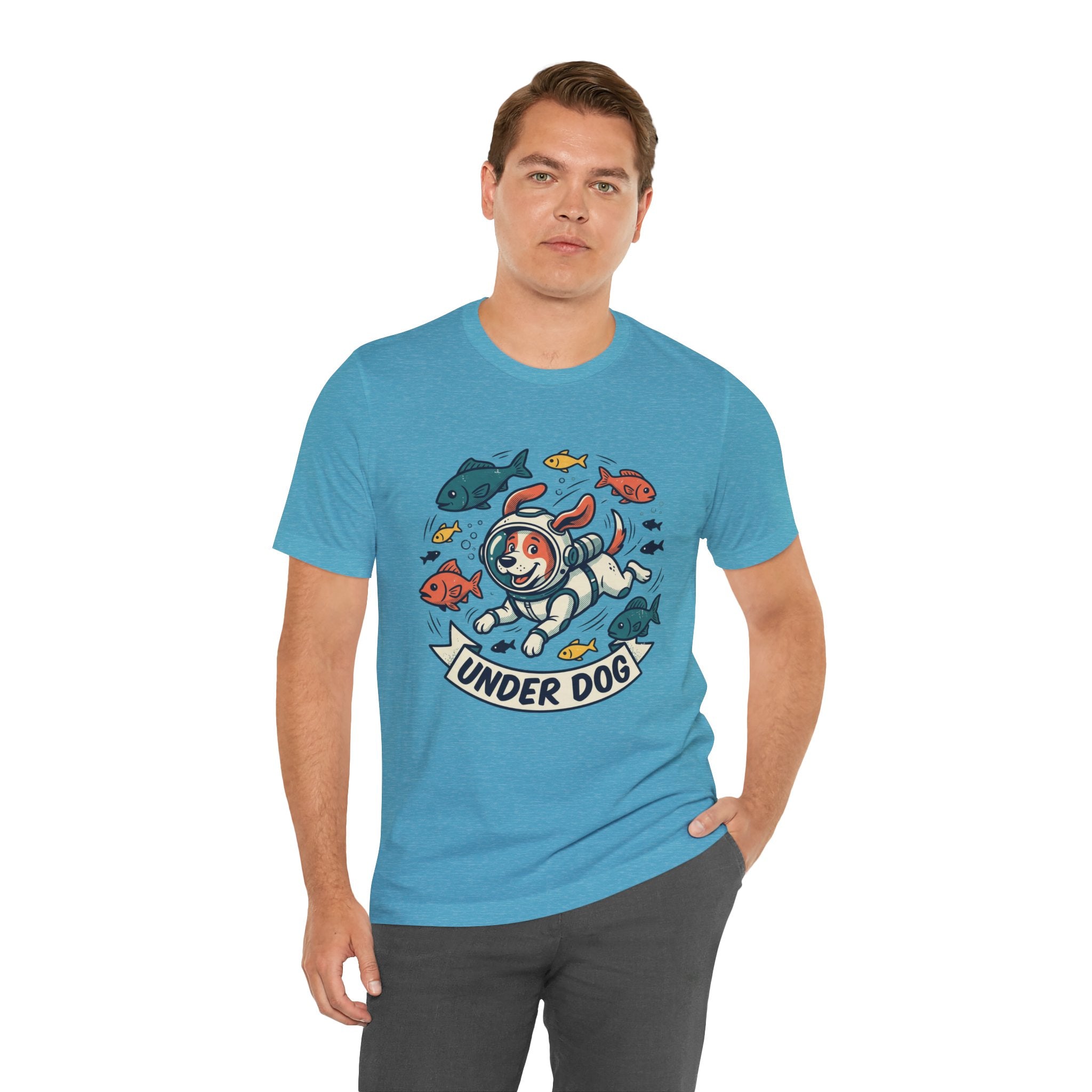 Under Dog scuba diver dog tee, fish, vintage cartoon