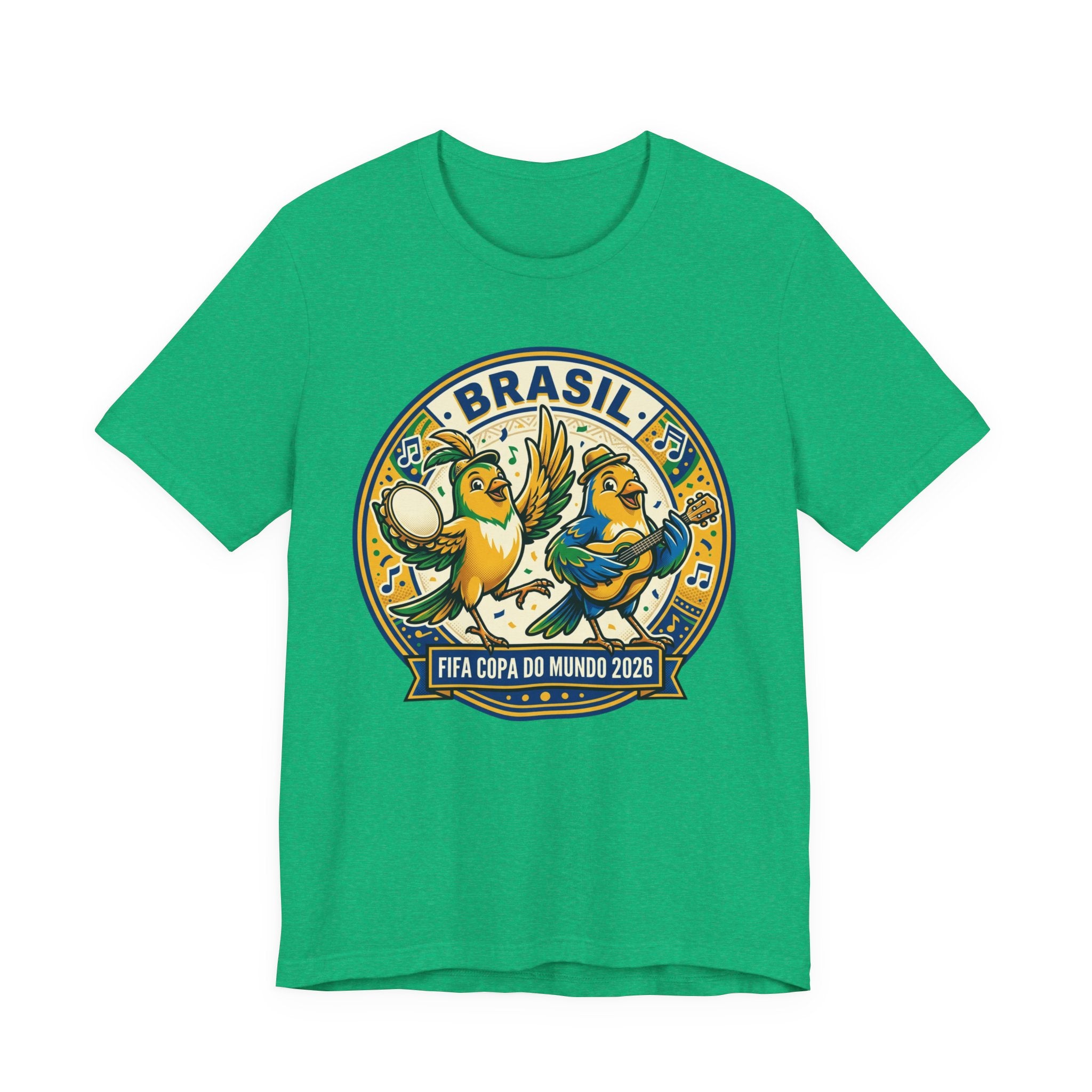 Unisex Jersey Short Sleeve Tee Brazilian canaries playing samba.