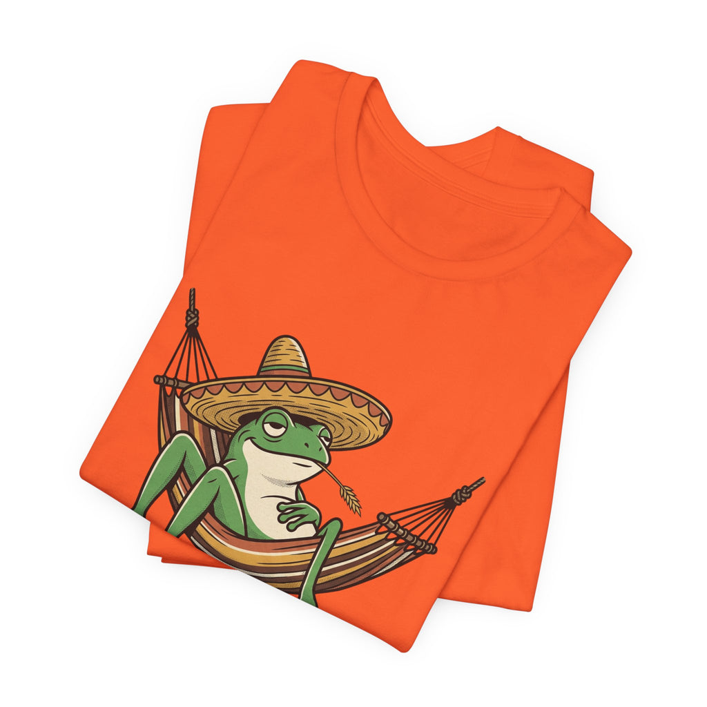 Siesta Mode Frog hammock T-Shirt | Relaxing Sombrero frog tee