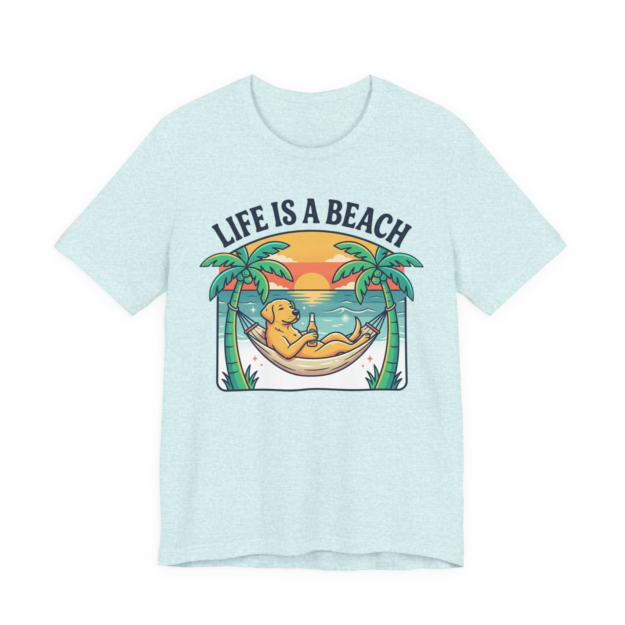 Life Is A Beach dog hammock tee | beach sunset palm trees
