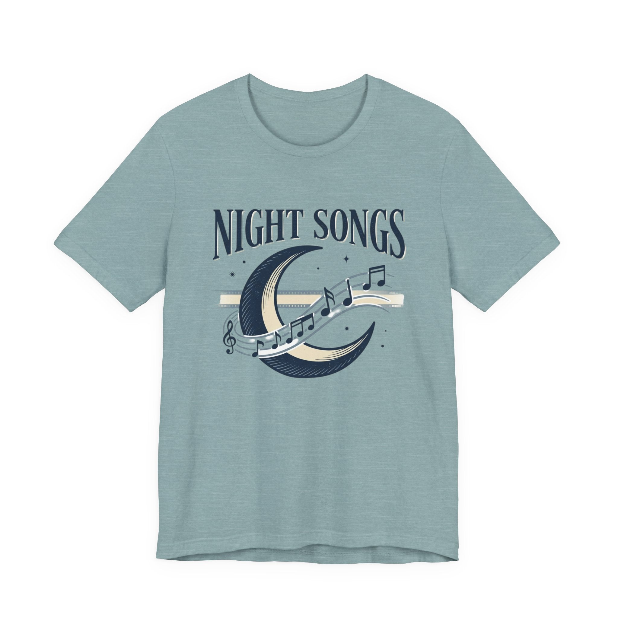 Night Songs crescent moon with musical notes T-Shirt | music tee