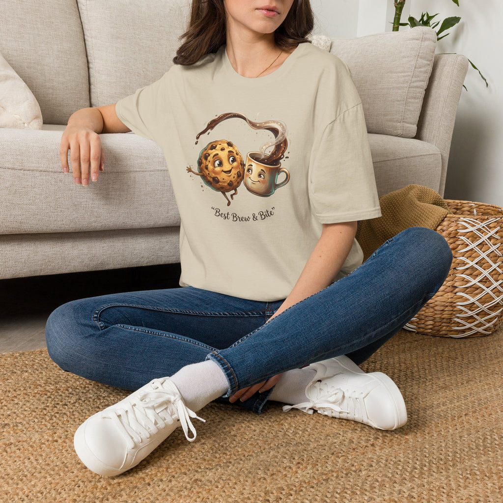 Cookie and Coffee Cartoon T-Shirt | Cute Food Illustration